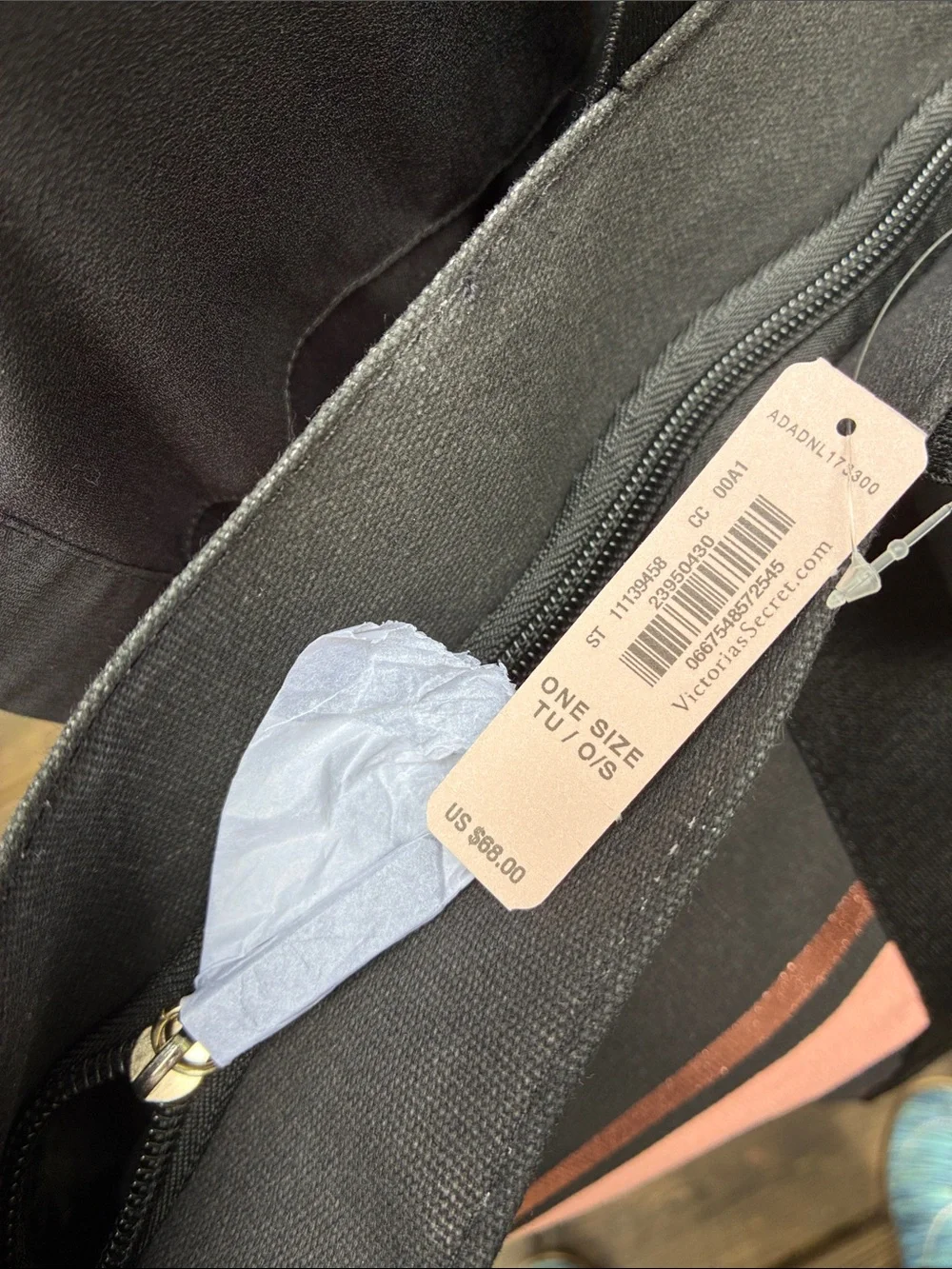 NWT Victoria's Secret Black & Pink Striped Tote Bag